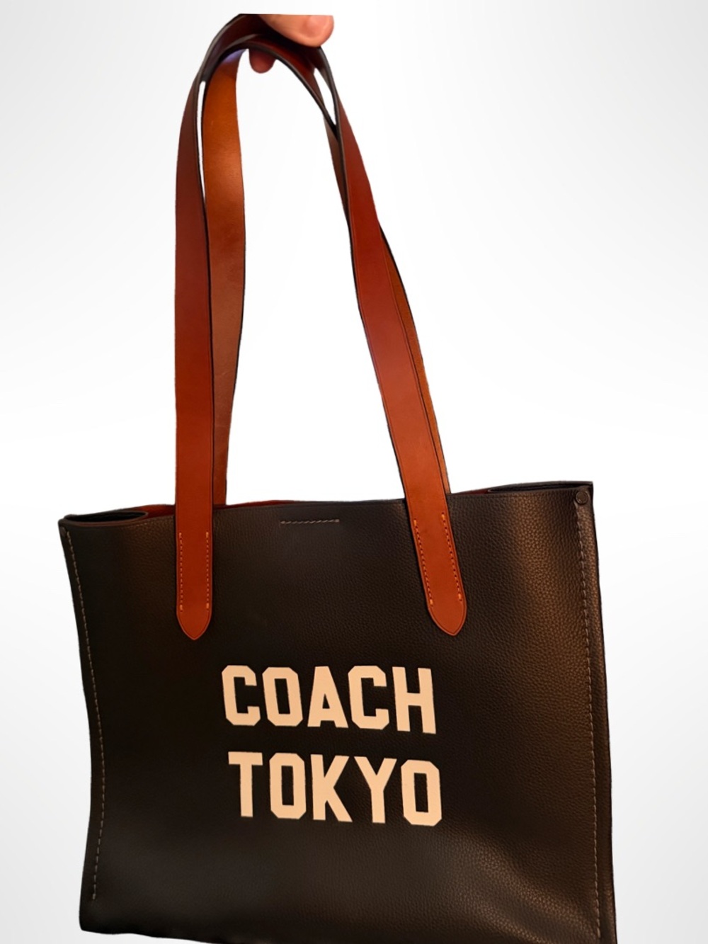 Coach Relay Tote with Brown Shoulder Straps and White Logo